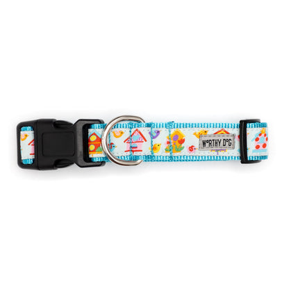 Birdhouses Dog Collar – Blue, Sizes XS–XL