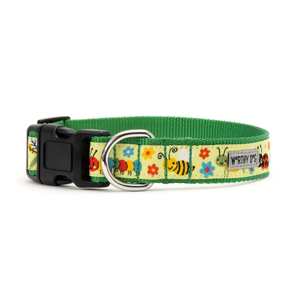 Bugs Dog Collar – Green, Sizes XS–XL