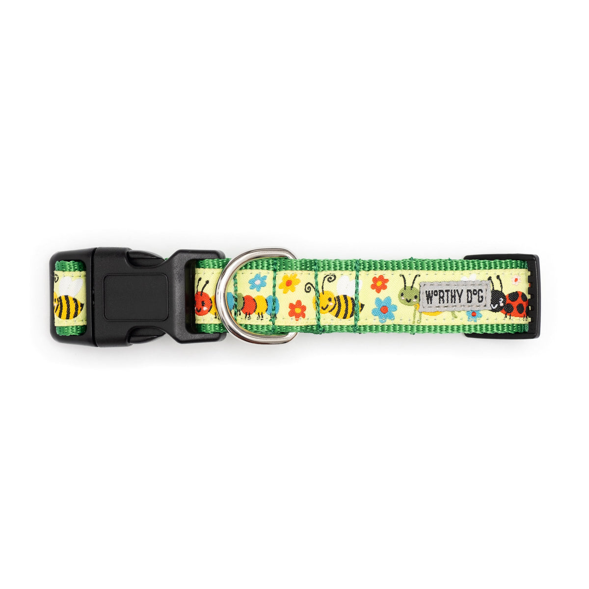 Bugs Dog Collar – Green, Sizes XS–XL