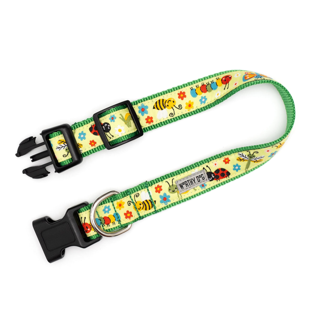 Bugs Dog Collar – Green, Sizes XS–XL