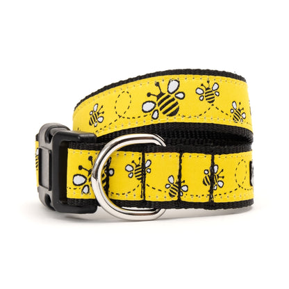 Yellow Bee Dog Collar in yellow, main product view