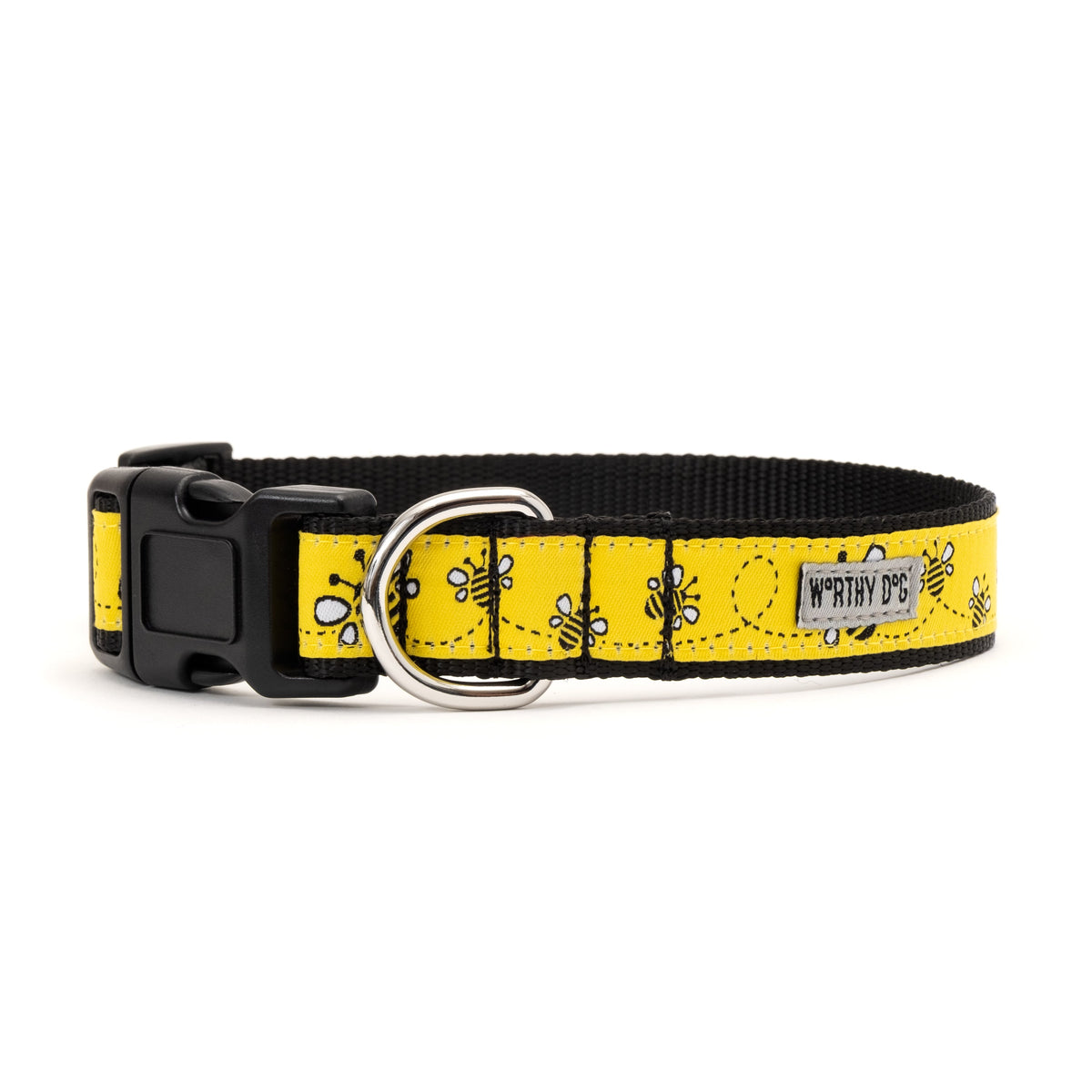 Yellow Bee Dog Collar in yellow, product view 2