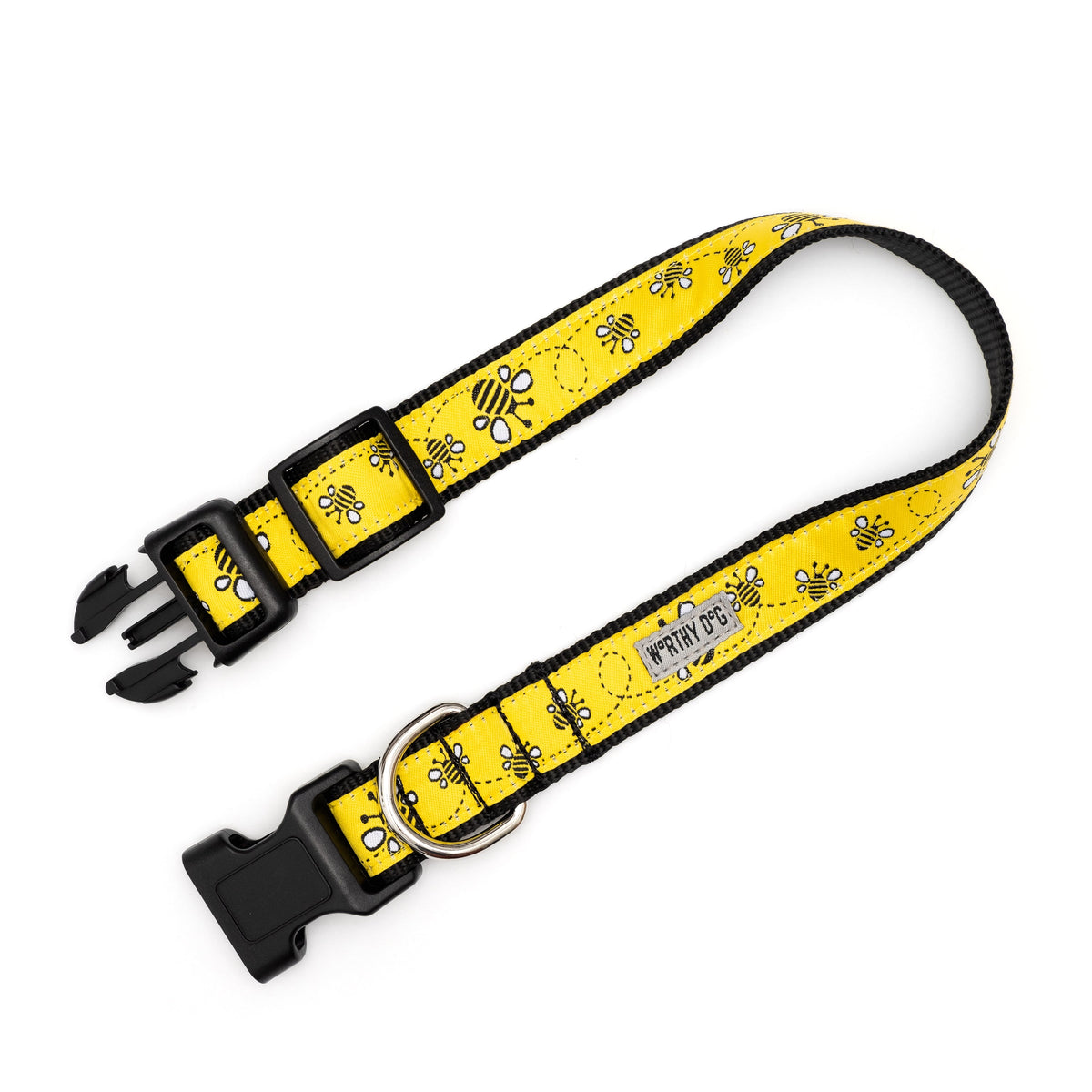 Yellow Bee Dog Collar in yellow, product view 4