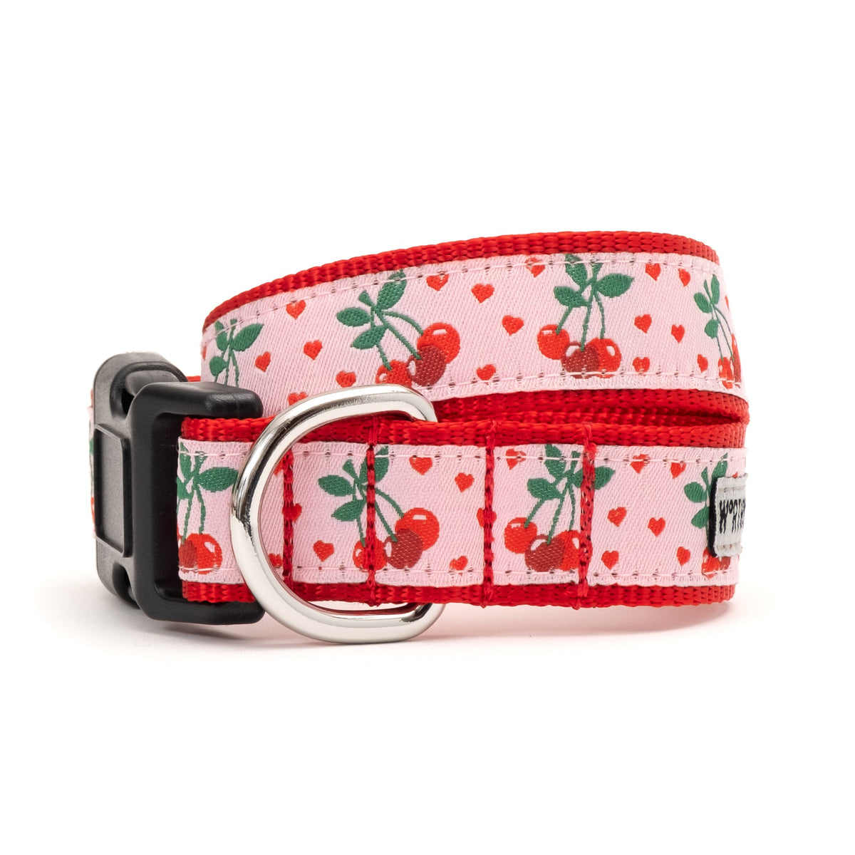 Pink Cherry Nylon Dog Collar in pink, main product view