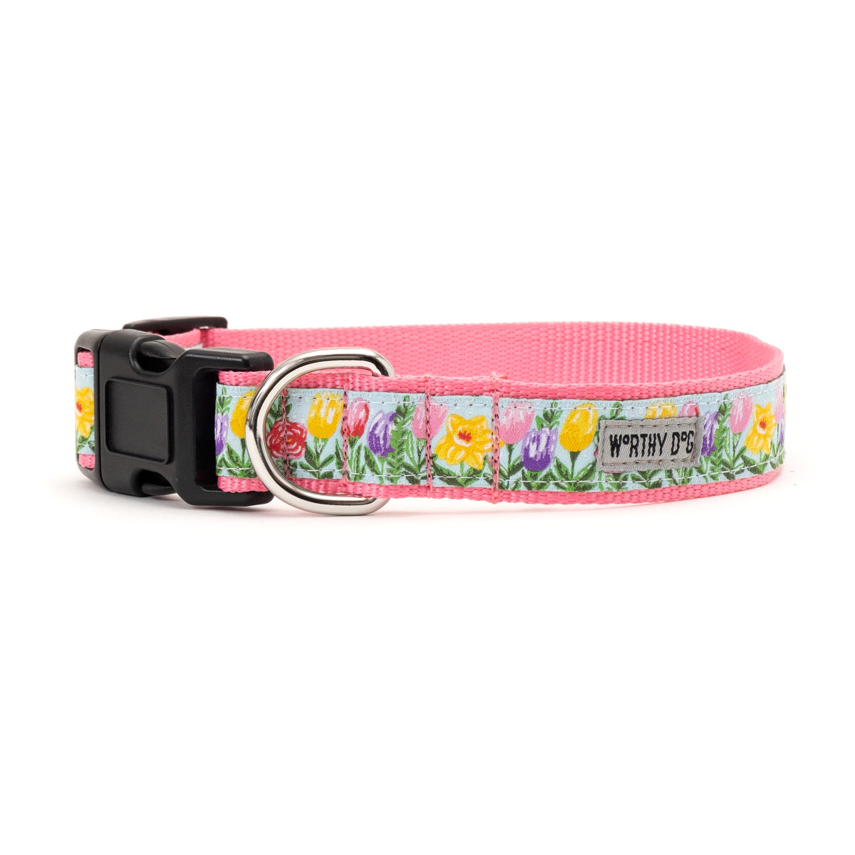 Hello Spring Dog Collar – Blue, Sizes XS–XL