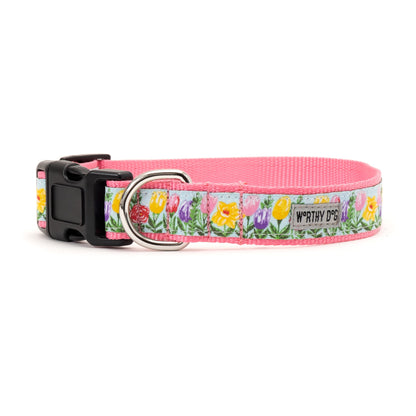 Hello Spring Dog Collar – Blue, Sizes XS–XL