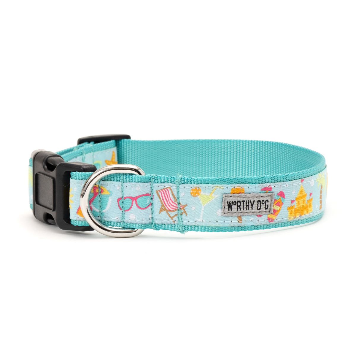 Life's a Beach Dog Collar – Mint Green, Sizes XS–XL