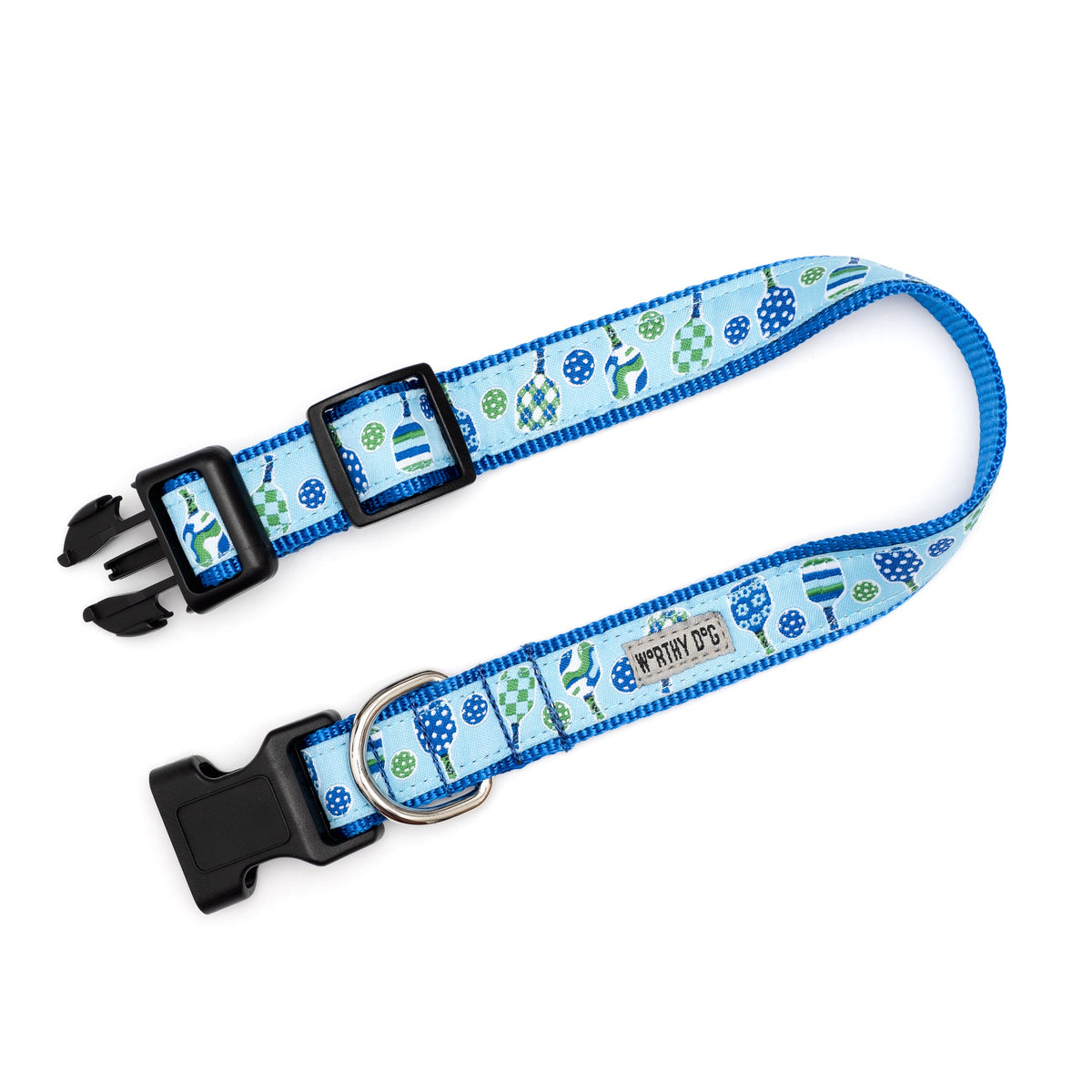 Pickleball Dog Collar – Blue & Pink, Sizes XS–XL