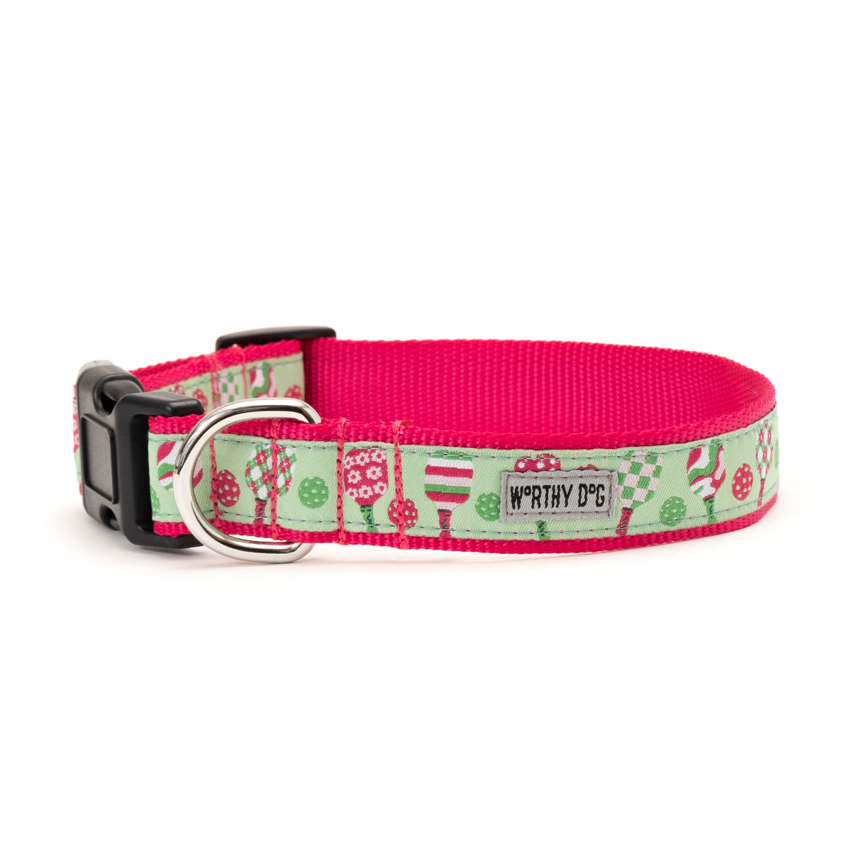 Pickleball Dog Collar – Blue & Pink, Sizes XS–XL
