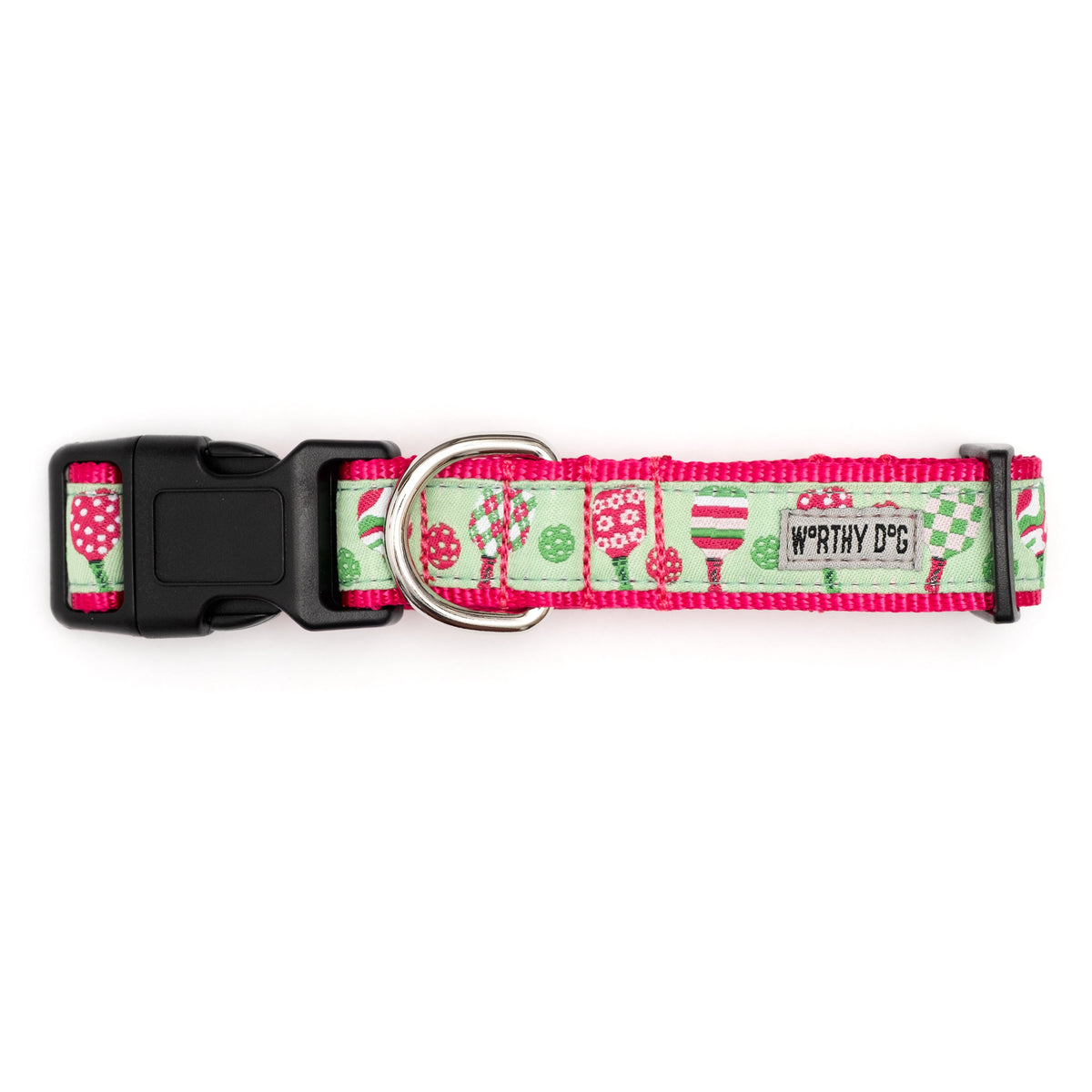 Pickleball Dog Collar – Blue & Pink, Sizes XS–XL