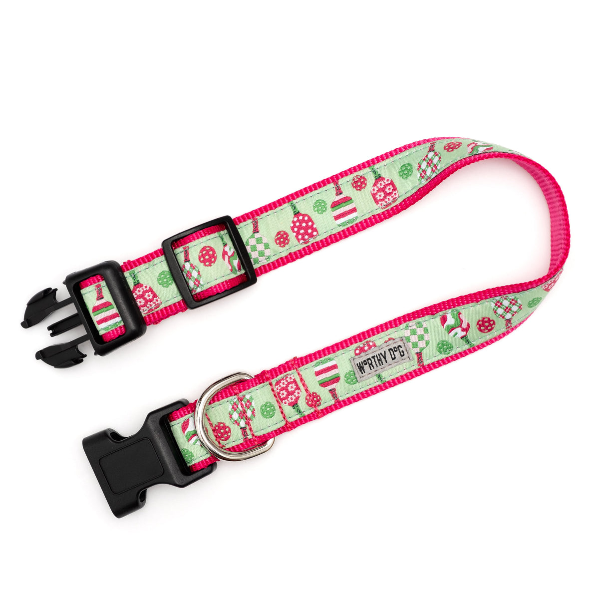 Pickleball Dog Collar – Blue & Pink, Sizes XS–XL