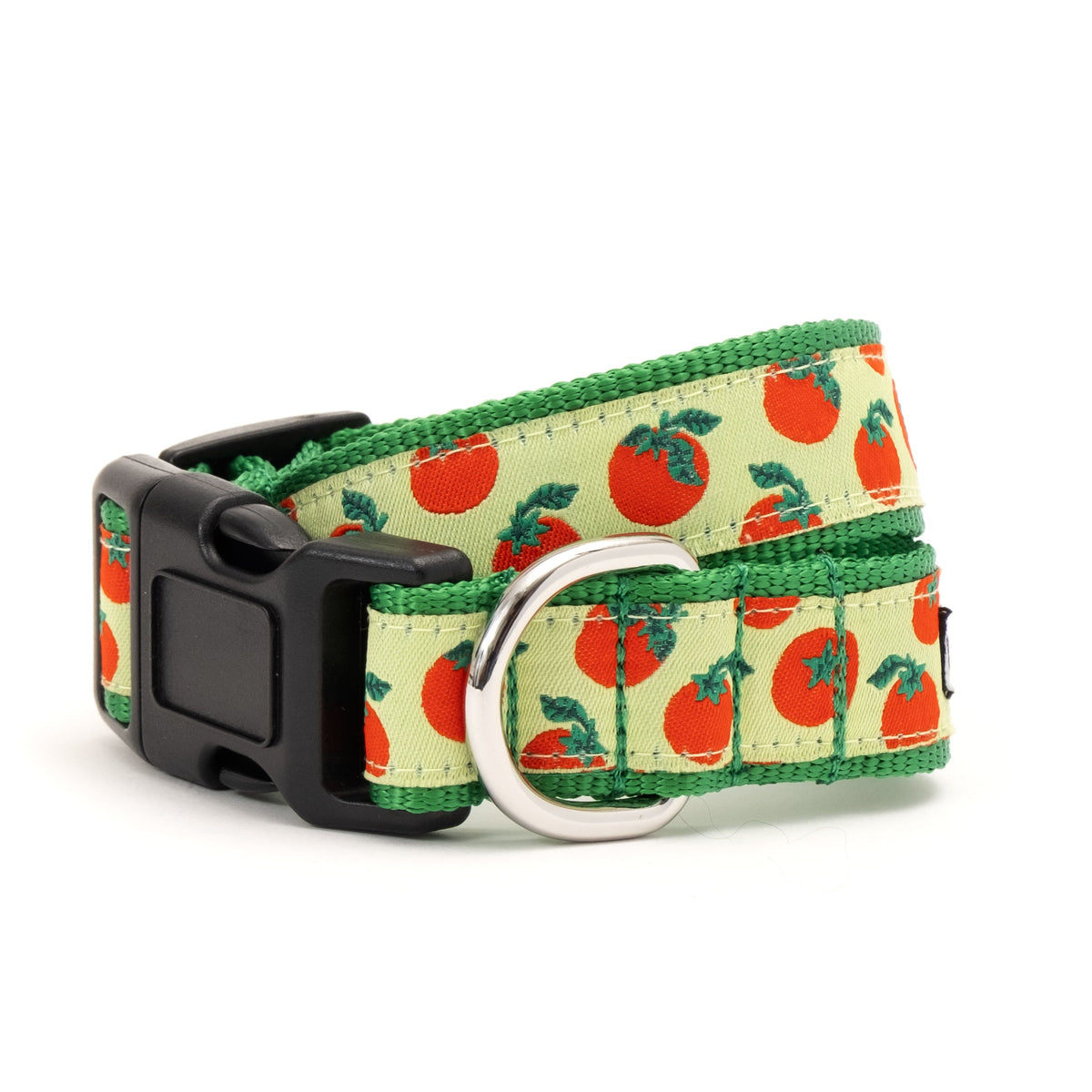 Tomatoes Dog Collar – Green, Sizes XS–XL