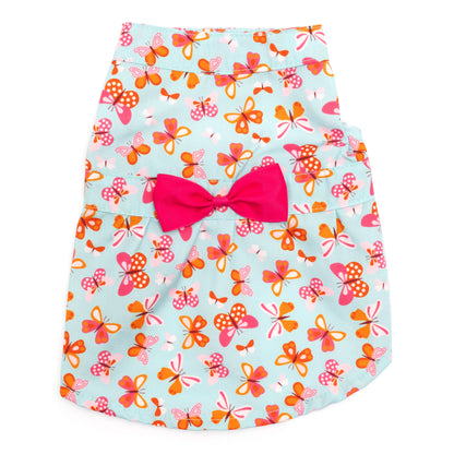 Butterfly Dog Dress – Polyester, Blue, Sizes XS–XXL