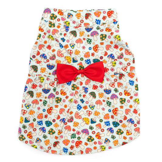 Mushrooms Dog Dress – Polyester, Mint, Sizes XS–XXL