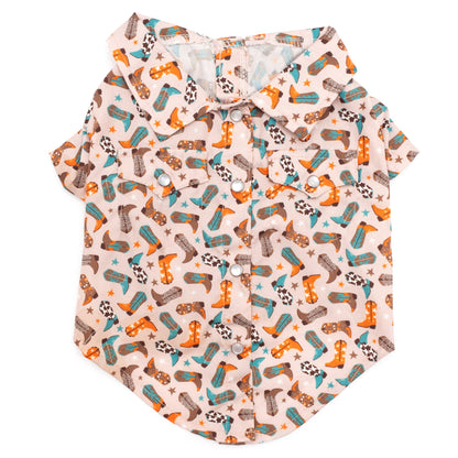 Wild Wild West Dog Shirt – Polyester, Beige, Sizes XS–XXL