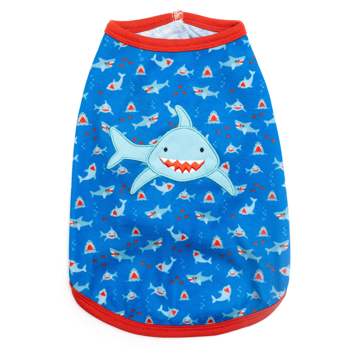 Sam the Shark Dog Tank Top – Polyester, Blue, Sizes XS–XXL