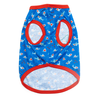 Sam the Shark Dog Tank Top – Polyester, Blue, Sizes XS–XXL