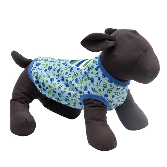 Pickleball Dog Tank Top – Polyester, Blue & Pink, Sizes XS–XXL