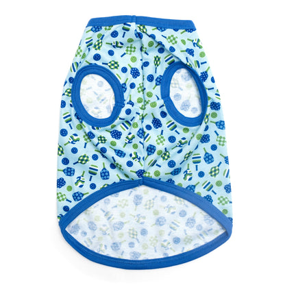 Pickleball Dog Tank Top – Polyester, Blue & Pink, Sizes XS–XXL