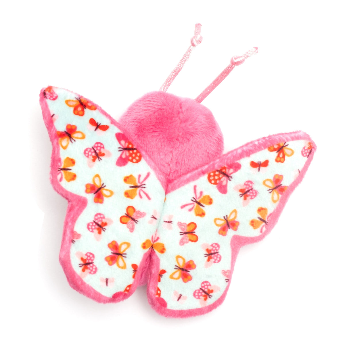 Pink Butterfly Catnip Cat Toy with Floral Wings, reverse floral wings