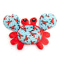 Teal Crab Catnip Cat Toy with Crinkle Sound, front view with red claws
