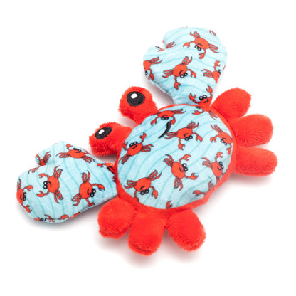 Teal Crab Catnip Cat Toy with Crinkle Sound, angled view