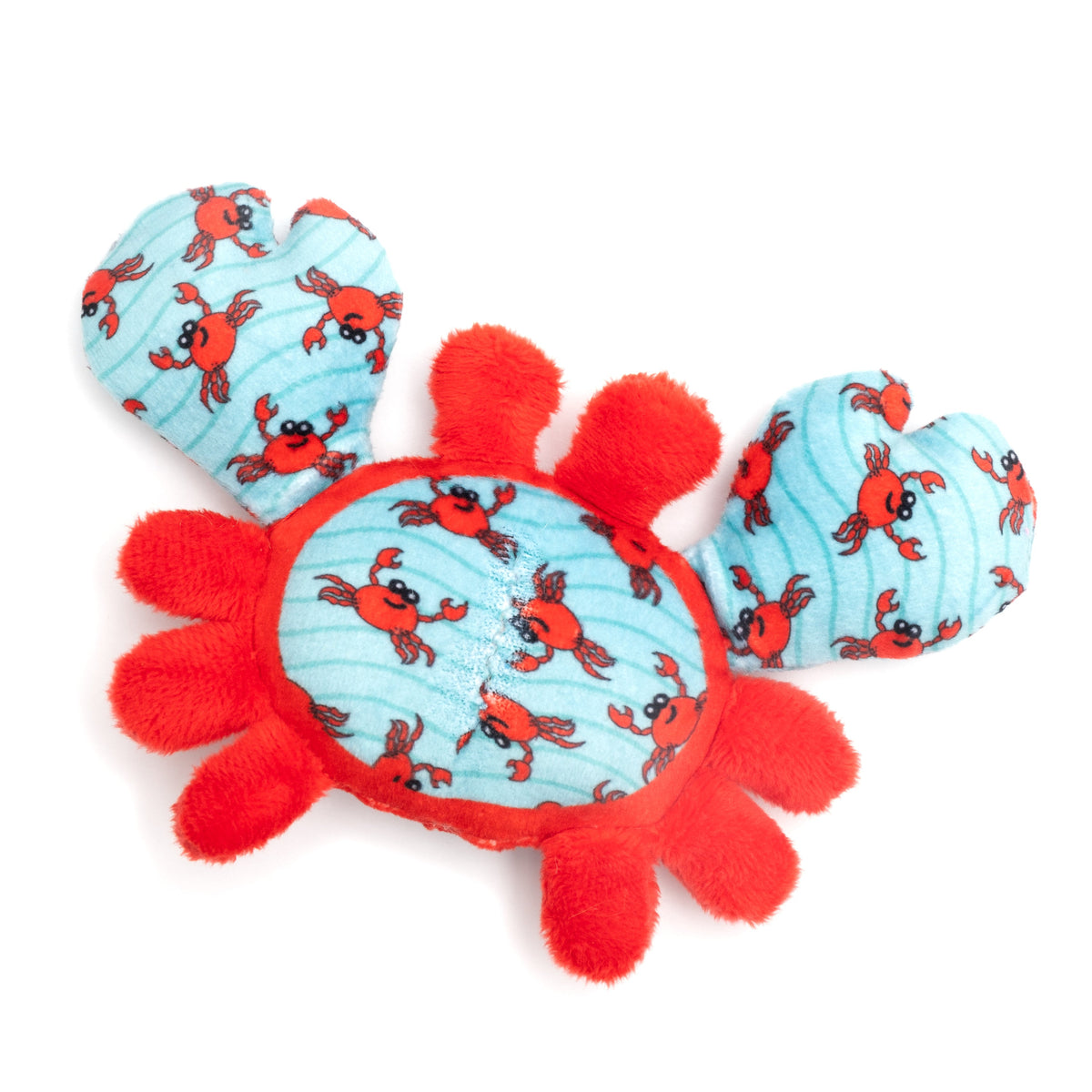 Teal Crab Catnip Cat Toy with Crinkle Sound, back view