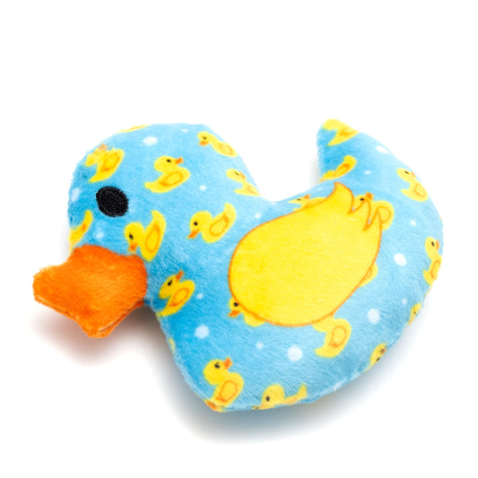 Blue Duck Catnip Cat Toy with Crinkle Sound, angled view