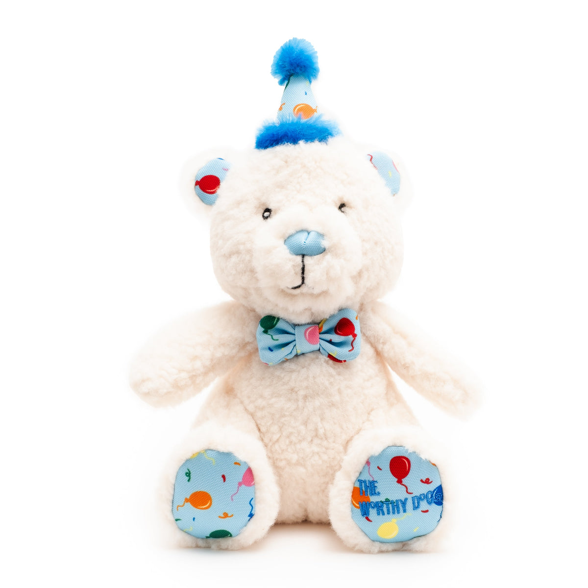 Birthday Bear Dog Toy – Blue & Pink, Size One Size