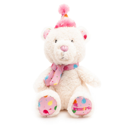 Birthday Bear Dog Toy – Blue & Pink, Size One Size