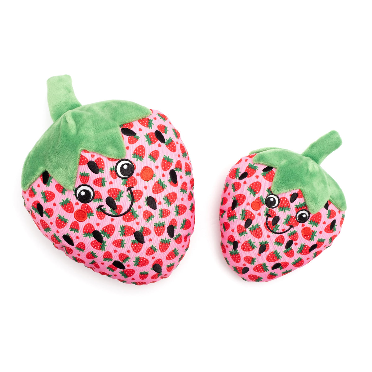 Pink Strawberry Squeaky Dog Toy in pink, product view 2