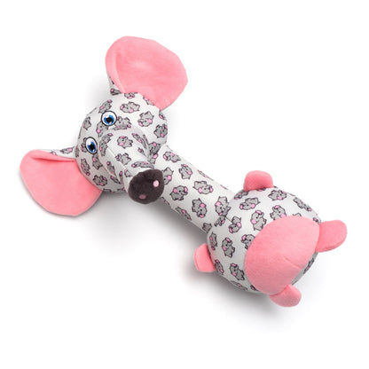 Gray Elephant Squeaky Dog Toy with Long Neck, angled view