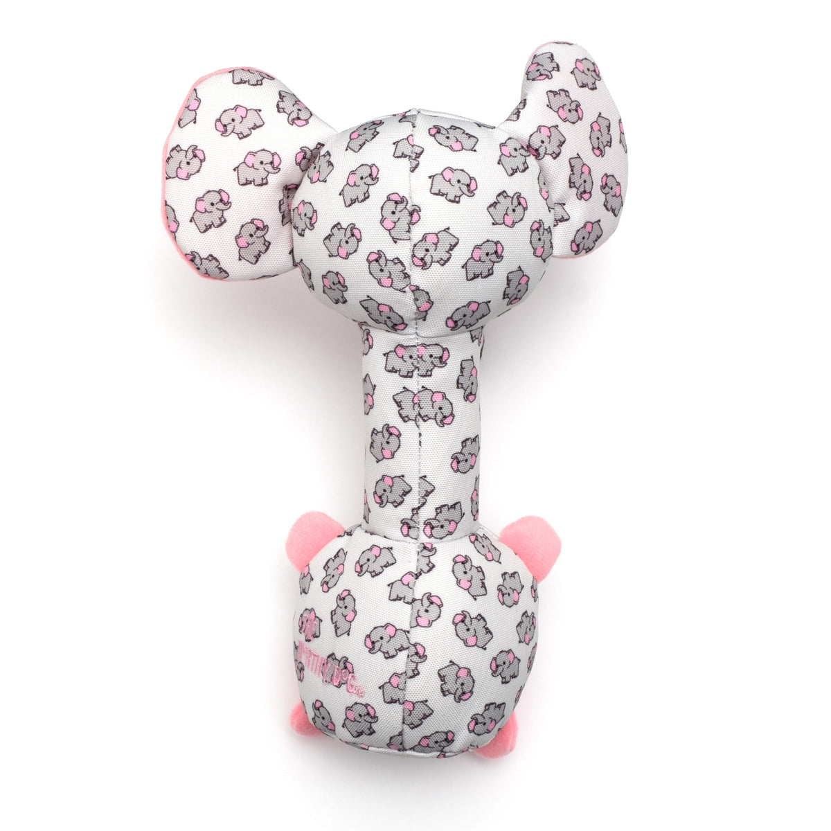 Gray Elephant Squeaky Dog Toy with Long Neck, back view