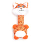 Orange Fox Squeaky Dog Toy with Long Neck, front view with glasses detail