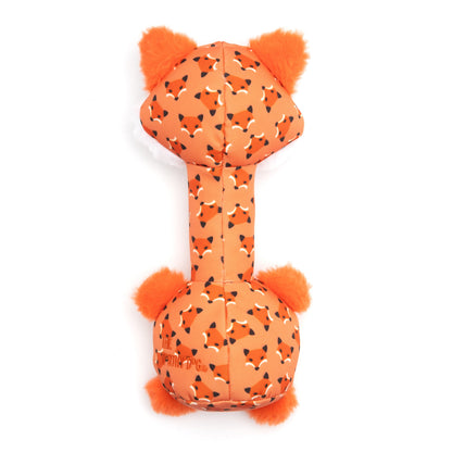 Orange Fox Squeaky Dog Toy with Long Neck, back view