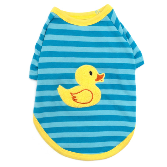 Rubber Duck Dog Shirt – Cotton, Blue & Pink, Sizes XS–XXL