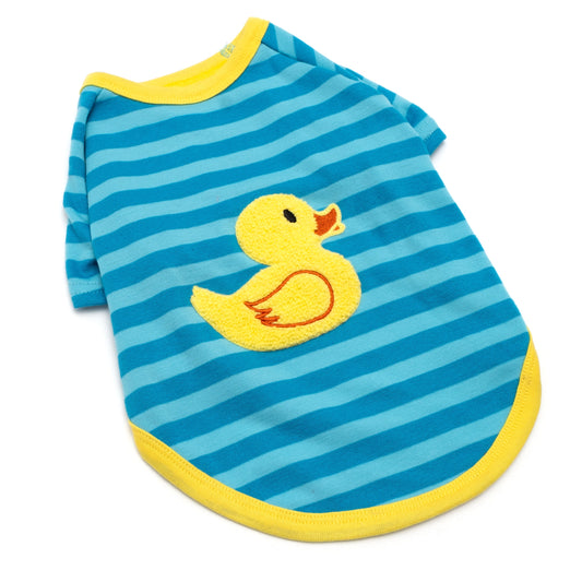 Rubber Duck Dog Shirt – Cotton, Blue & Pink, Sizes XS–XXL