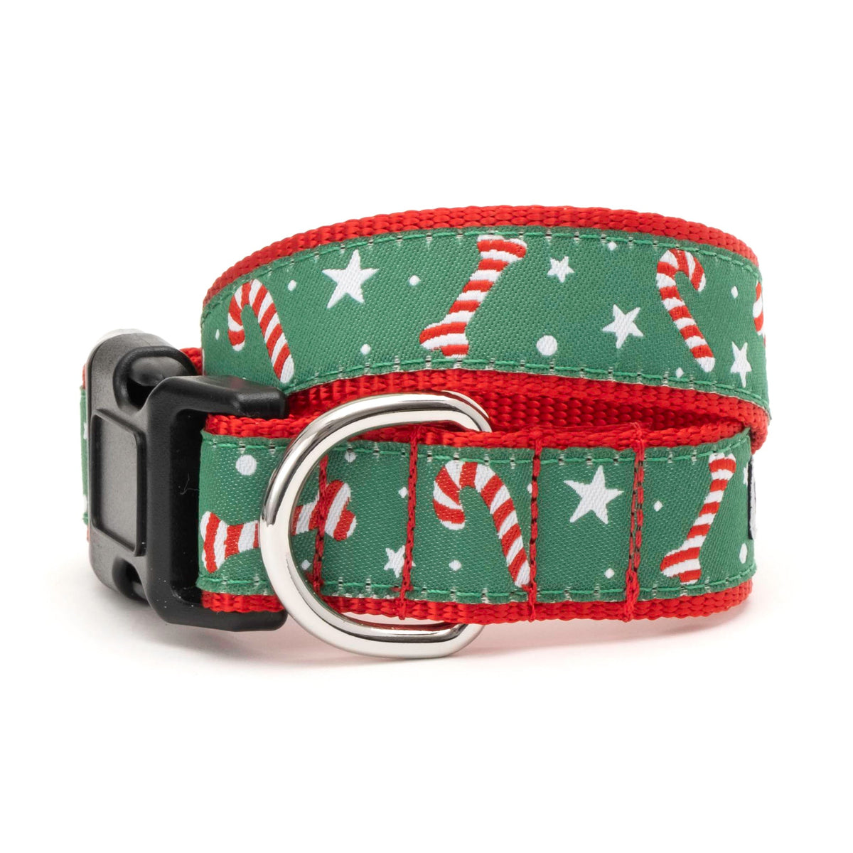 Green Candy Cane Dog Collar in green, main product view