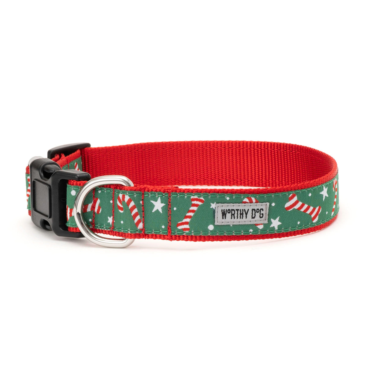 Green Candy Cane Dog Collar in green, product view 2