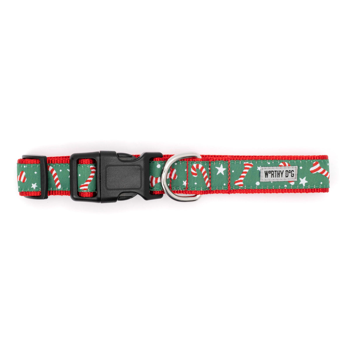 Green Candy Cane Dog Collar in green, product view 3