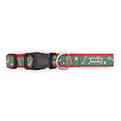 Green Candy Cane Dog Collar in green, product view 3