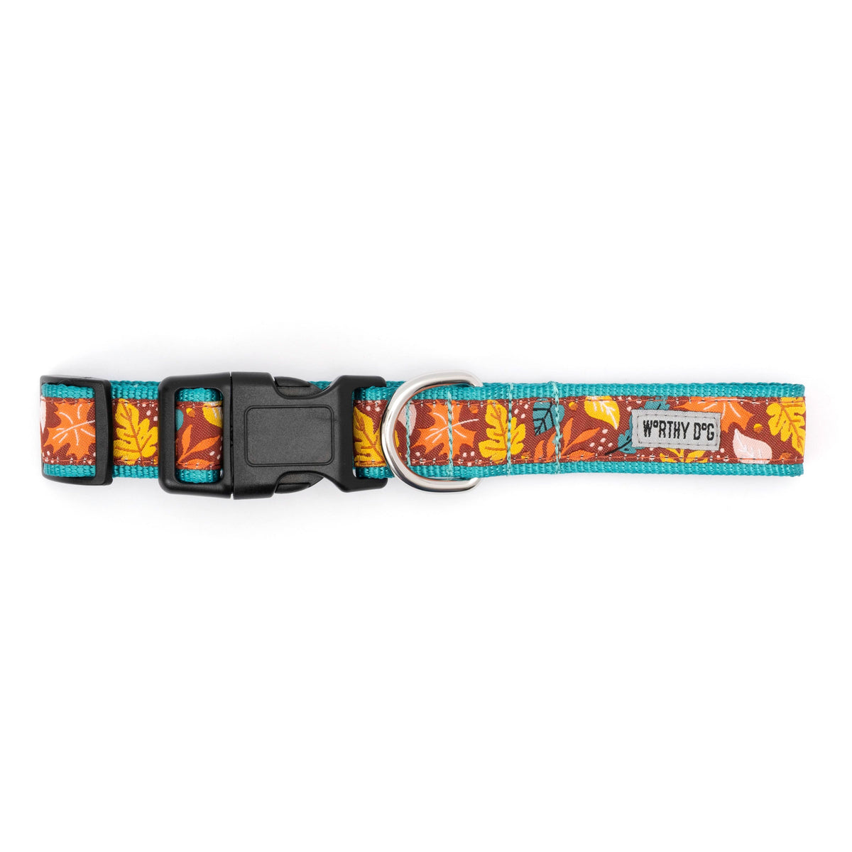 Burgundy Fall Leaf Dog Collar in burgundy, product view 3