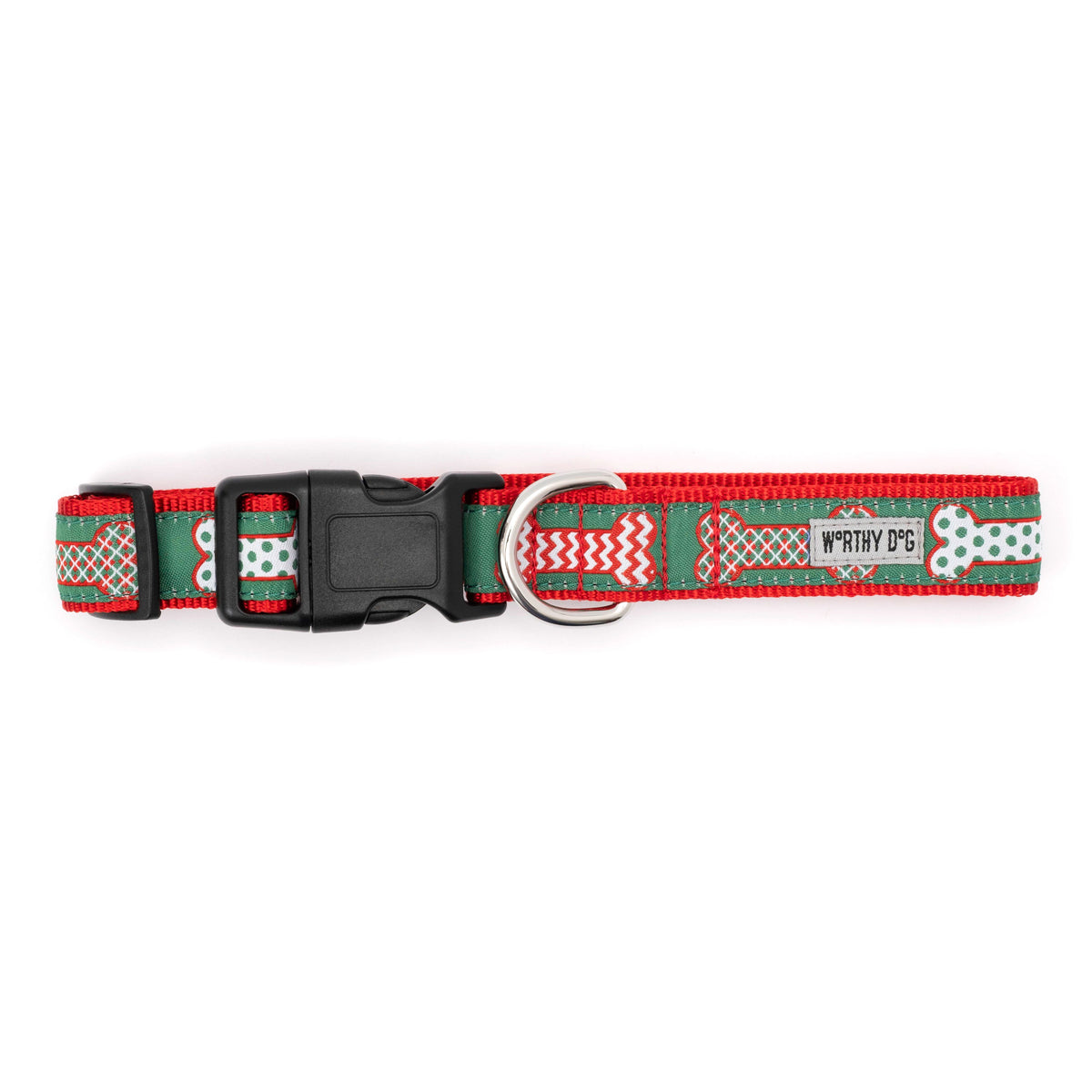 Festive Bones Dog Dog Collar – Green, Sizes XS–XL