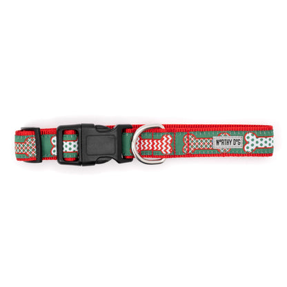 Festive Bones Dog Dog Collar – Green, Sizes XS–XL
