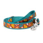 Falling Leaves burgundy ribbon and nylon dog leash, coiled leash