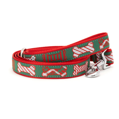 Festive Bones Dog Leash – Green, Sizes S, L