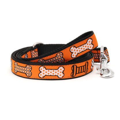Halloween Bones Dog Leash – Orange, Sizes S, L