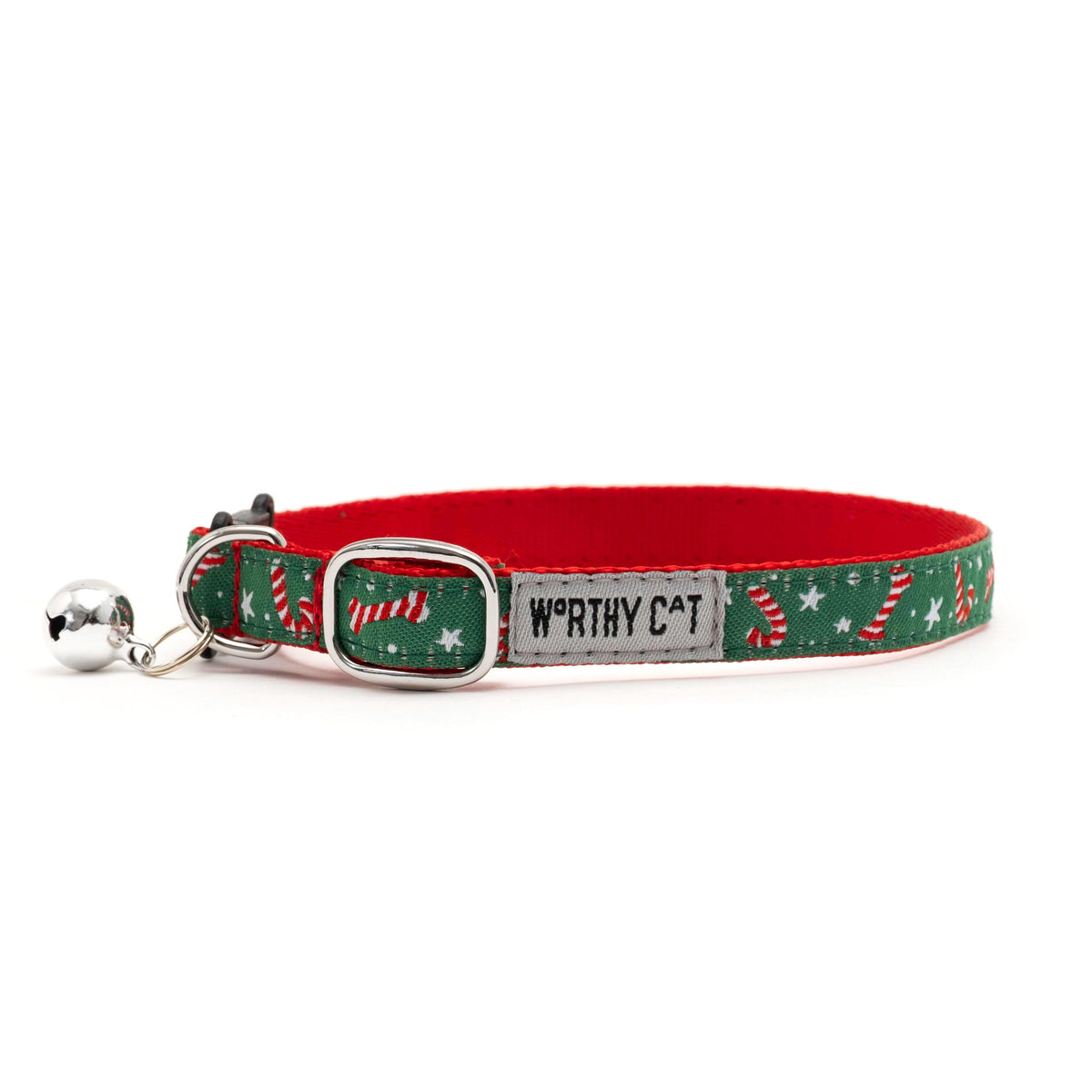 Candy Cane Cat Collar – Green, Size One Size
