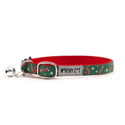 Candy Cane Cat Collar – Green, Size One Size