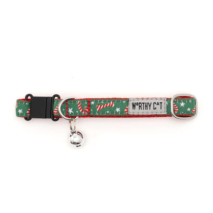 Candy Cane Cat Collar – Green, Size One Size